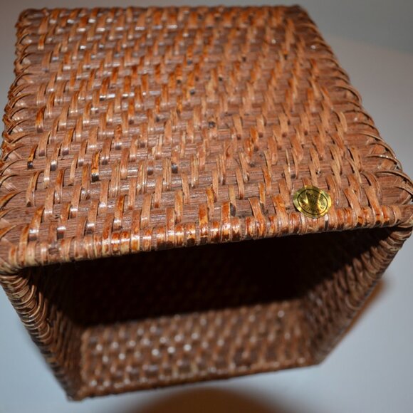 Woven Rattan Square Tissue Box Cover Brown Tropical Decoration, 5.5'x5.5'x5.5' - Picture 4 of 5